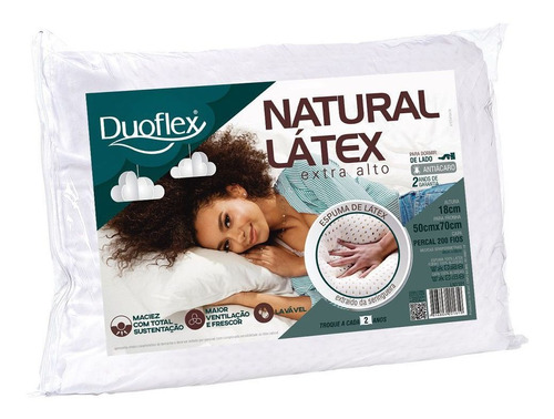 Travesseiro Duoflex Natural Látex Alto 50x70x18cm Ln1101