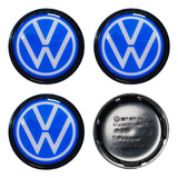 4 Centros Rin Vw Jetta Mk6 2015-2019 Logo Azul Blanco 65mm