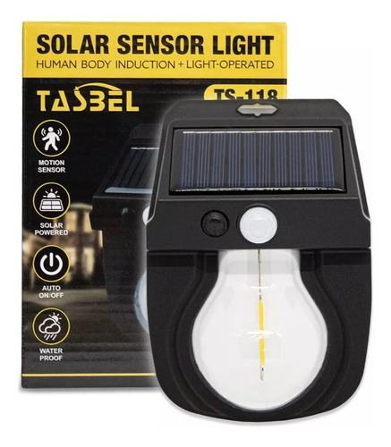 Lampara Led Solar Exterior Sensor Ampolleta Foco Luz Jardin 