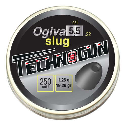Chumbinho 5.5mm Slug Ogival 1,25g 19gr 250un - Technogun