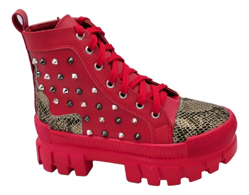 Tenis Plataforma Dama Sneaker Chunky 2 Moda Alta Rojo