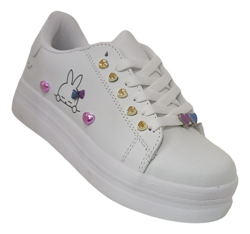 Tenis Blanco Plataforma Mujer Niña Comodo Kitty Love 