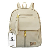 Morral Bolso Pequeño Maletín Mochila Femenina Karla Chacon Color Beige