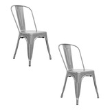 Set 2 Sillas Tolix Comedor Metálica Vintage Industrial Rojo Estructura De La Silla Gris Asiento Gris