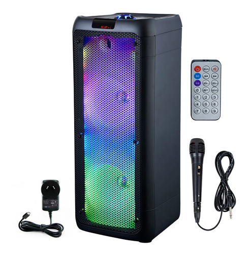 Parlante Portátil Bluetooth Gadnic 4000w Luces Led Karaoke Color Negro