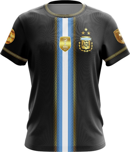 Camiseta Argentina Edicion Libre Negra Dorada Gold