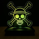 Lampara Led 3d Rgb Holograma Con Control One Piece Luffy