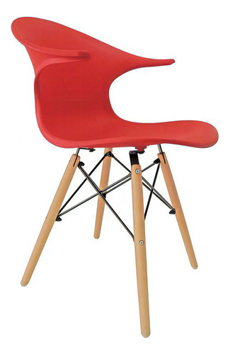 Cadeira Charles Eames New Wood Pelegrin Pw-079 Vermelha Cor Da Estrutura Da Cadeira Vermelho