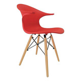 Cadeira Charles Eames New Wood Pelegrin Pw-079 Vermelha Cor Da Estrutura Da Cadeira Vermelho