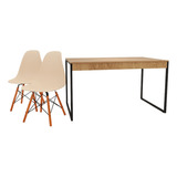 Cadeira De Jantar Eames, 2 Unidades Estrutura Preta +mesa 90