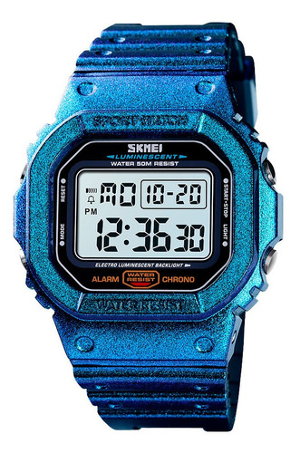 Reloj Hombre Skmei 1554 Sumergible Digital Alarma Cronometro Color De La Malla Azul