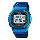 Reloj Hombre Skmei 1554 Sumergible Digital Alarma Cronometro Color De La Malla Azul