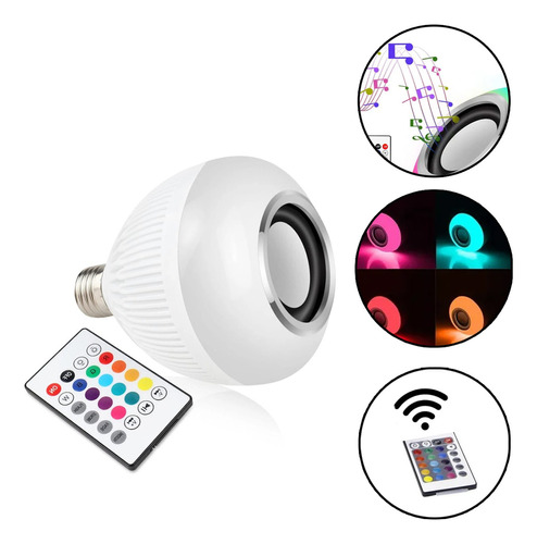Lampada Led Com Som Bluetooth E Controle Luz Colorida Wjl2
