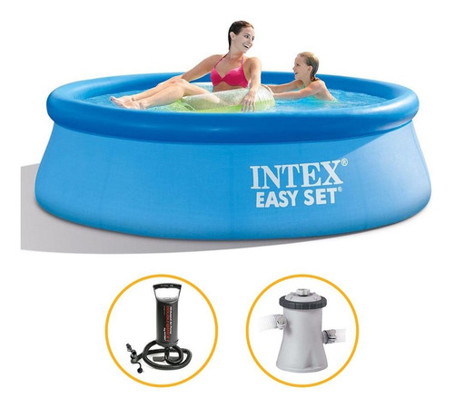 Piscina Inflável Easy Set 1.942 Litros Bomba + Filtro Intex