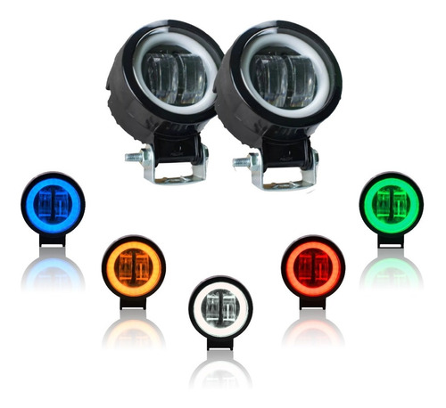 Par Faros 2 Hiper Led Lupa Ojo Angel Estrobo Arillo Cob F1  