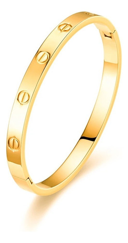 Bracelete Semijoia Dourado Feminino Aço Banhado Ouro 18k