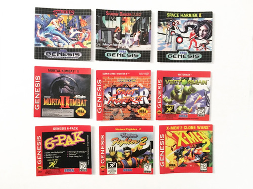 Sega Genesis - Pack De 3 Etiquetas, Labels Para Videojuegos