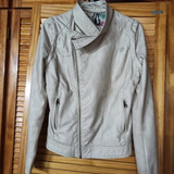 Campera Cuero Ecologico Beige 36bdesigual 2 En 1  Mangas