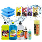 Kit Limpieza Auto Shampoo Silicona 2 Paños 4 Aromas 1 Cuero 