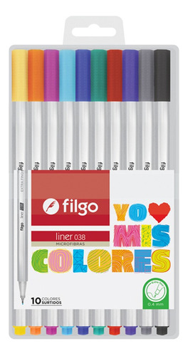 Marcador Microfibra Filgo Liner 038 Trazo Fino X 10 Colores