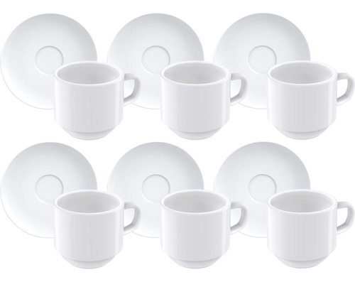 Set De Café Tramontina Porcelana Paola, 100 Ml, 12 Unidades, Color Blanco