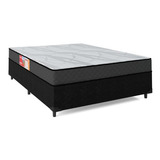 Cama Box Casal Colchão D33 Esplanada 138cm Branco/preto Cor Cinza/branco