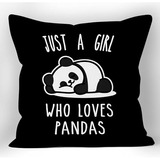 Solo Una Chica Que Ama Pandas Funda De Almohada Negra, ...