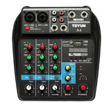 Consola Interfaz Audio Mixer 4 Canales Tu04  Usb Bluetooth