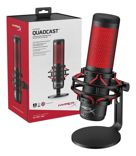 Micrófono Hyperx Quadcast Condensador  Bidireccional Negro