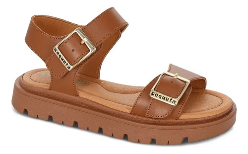 Coqueta Sandalia Casual Para Niña Piel De Hebilla Miel 18-21