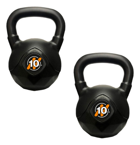 Par De Pesas Rusa Kettlebell Pvc 10kg Funcional Gym Gimnasio Color Negro