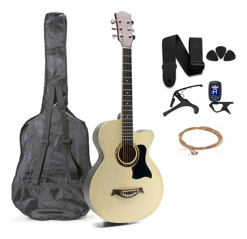 Guitarra Acústica Femmto Ag002 Con Accesorios Para Diestros Color Natural Arce Brillante