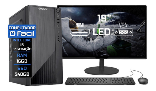 Computador Completo I5 3º G 16gb Hd Ssd 240gb Monitor Hdmi