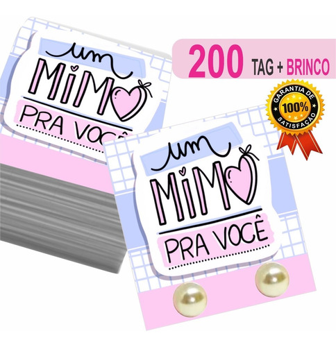 200 Par Brinco Perola Para Brinde Clientes Tag Um Mimo