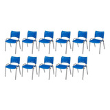 Kit 11 Cadeira Iso Base Cinza Escola, Igreja Azul