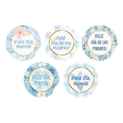 Etiquetas Adhesivas Día De Las Madres Vintage Floral Azul | Meses sin interés