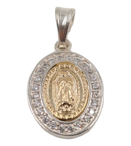 Dije Virgen De Guadalupe Plata 925 Y Oro 14k Con Zircones