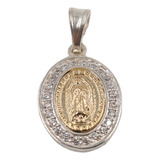 Dije Virgen De Guadalupe Plata 925 Y Oro 14k Con Zircones