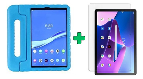 Combo Funda Maletin Niños + Vidrio P/ Lenovo M10 Plus 3° Gen