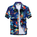 Camisa De Manga Corta Para Hombre Blusa Floral De Talla Gran