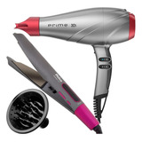 Secador De Cabelo Gama Salão 2300w Difusor+ Prancha Titanium