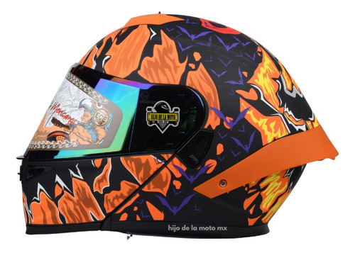 Casco Abatible A Helmet Haunted Naranja Mate Con Luz