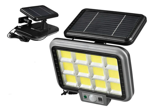 Foco Led Luz Con Panel Solar Sensor De Movimiento Exterior Color De La Carcasa Gris