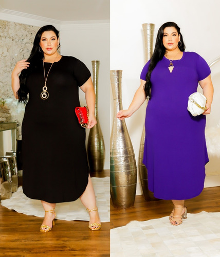 2 Vestidos Comprido Evangelico Plus Size Versatil Atacado 62