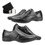Kit 2 Sapatos Social Masculino Conforto + Cinto E Carteira