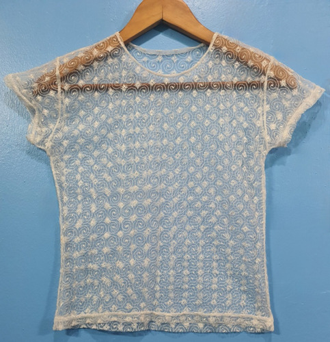 Remera Transparente De Microtul Bordada