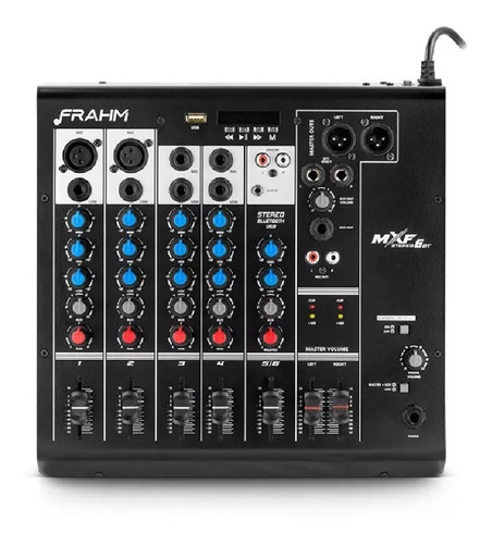 Mesa De Som Bluetooth Frahm Mixer Mxf6 Usb Aux Rec