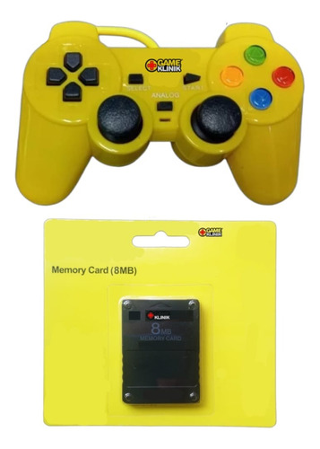 Control Alámbrico Compatible Con Ps2 Liso + Memory Card 8mb