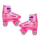 Patin 4 Rueda Niña Rosado Ajustable Talla M 33 Al 36