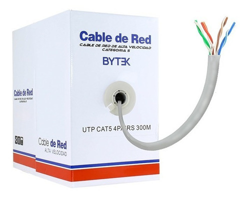 Bobina Cable Utp Cat 5e Blanco 305m 8 Hilos Cctv Rj45 0.42mm